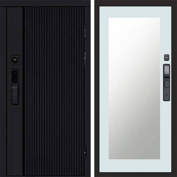Входная дверь Termo-Door Смарт Урбан Black - Зеркало Триумф Белый софт