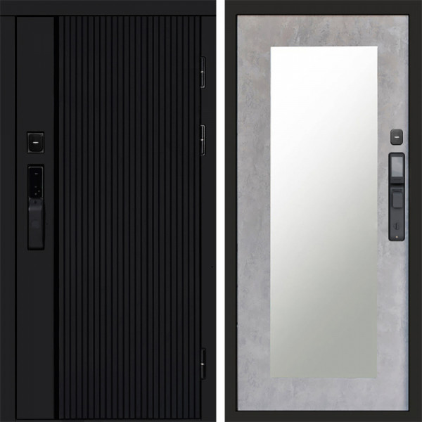 Входная дверь Termo-Door Смарт Урбан Black - Зеркало Триумф бетон светлый