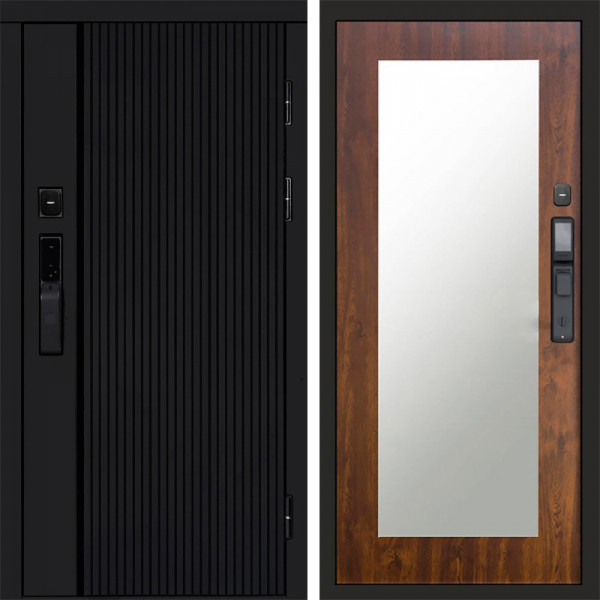 Входная дверь Termo-Door Смарт Урбан Black - Зеркало Триумф дуб