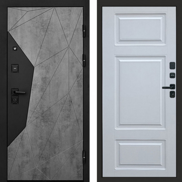 Входная дверь Termo-Door Авангард Бетон - Лион Белый софт