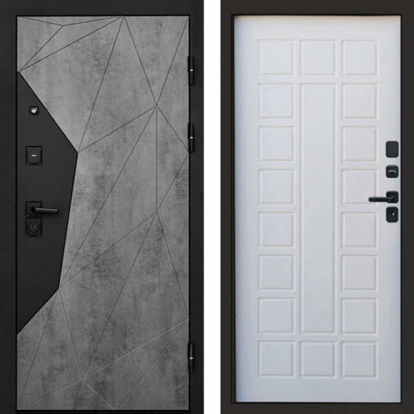 Входная дверь Termo-Door Авангард Бетон - Престиж белое дерево