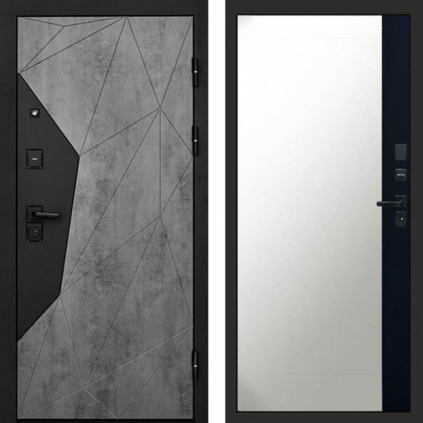 Входная дверь Termo-Door Авангард Бетон - Зеркало Фацет Черный кварц