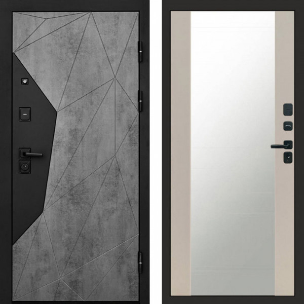 Входная дверь Termo-Door Авангард Бетон - Зеркало Слоновая кость