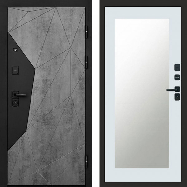 Входная дверь Termo-Door Авангард Бетон - Зеркало Триумф Белый софт