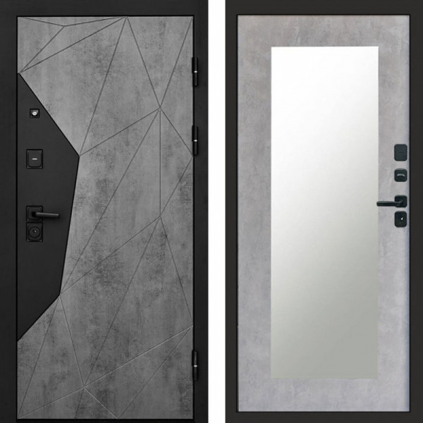 Входная дверь Termo-Door Авангард Бетон - Зеркало Триумф бетон светлый