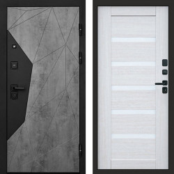 Входная дверь Termo-Door Авангард Бетон - Зеркало Триумф Царга лиственница 4500 / 5500