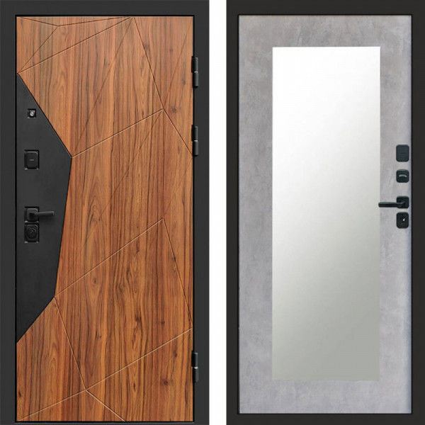 Входная дверь Termo-Door Авангард Дуб Каньон - Зеркало Триумф бетон светлый