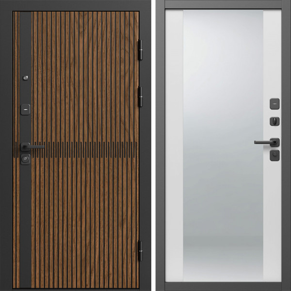 Входная дверь Termo-Door Граунд Дуб - Зеркало белый софт