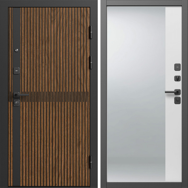 Входная дверь Termo-Door Граунд Дуб - Зеркало Фацет Белый софт