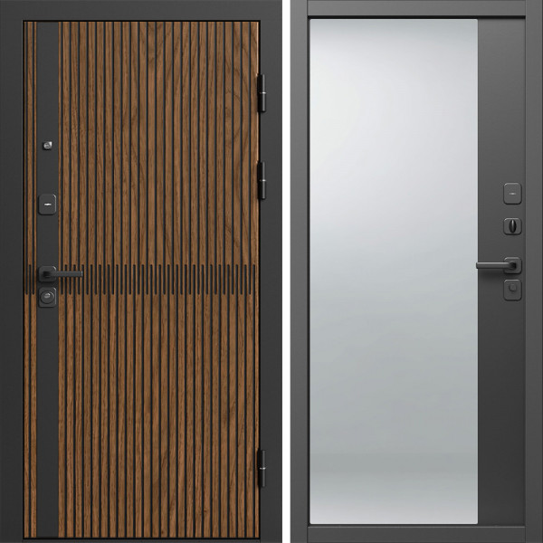 Входная дверь Termo-Door Граунд Дуб - Зеркало Фацет Черный кварц