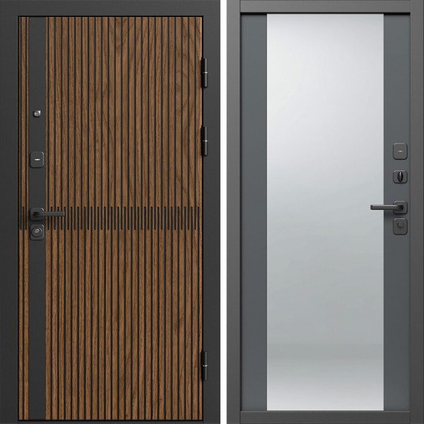 Входная дверь Termo-Door Граунд Дуб - Зеркало Grey Софт
