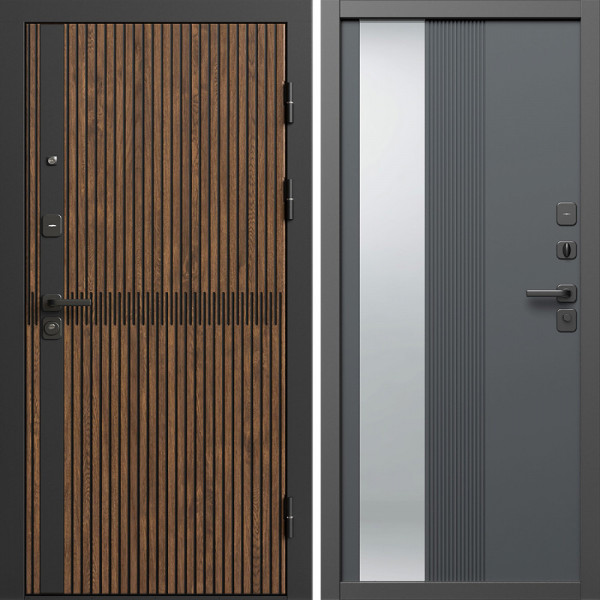 Входная дверь Termo-Door Граунд Дуб - Зеркало Люмис Грей Софт