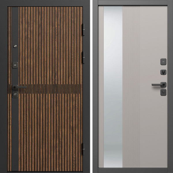 Входная дверь Termo-Door Граунд Дуб - Зеркало Люмис Капучино