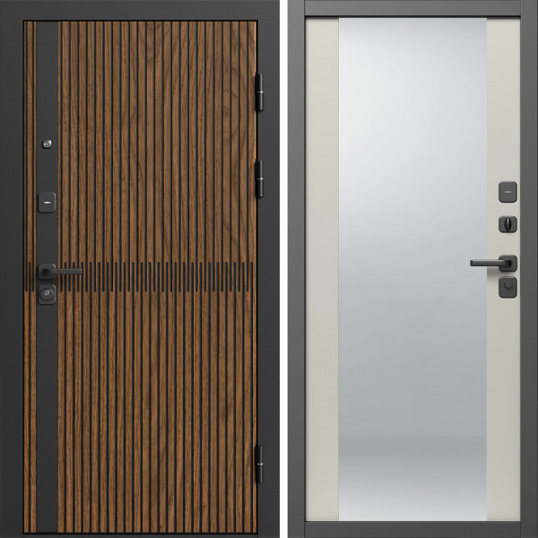 Входная дверь Termo-Door Граунд Дуб - Зеркало Слоновая кость