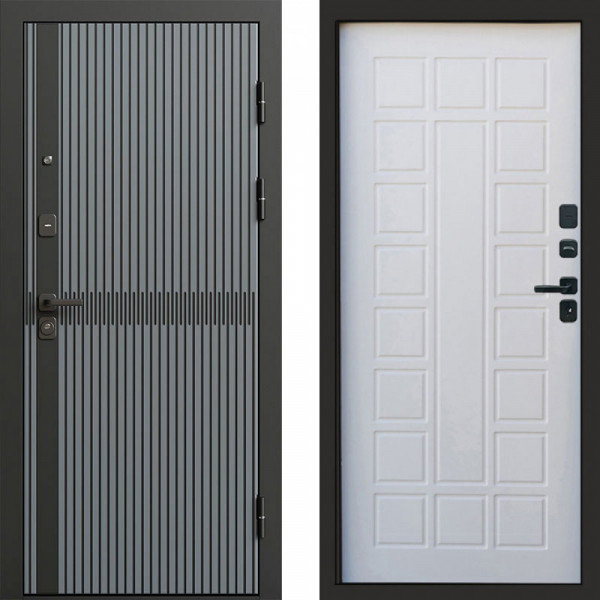 Входная дверь Termo-Door Граунд Грей - Престиж белое дерево