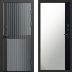 Входная дверь Termo-Door Граунд Грей - Зеркало Фацет Черный кварц+тонировка серая