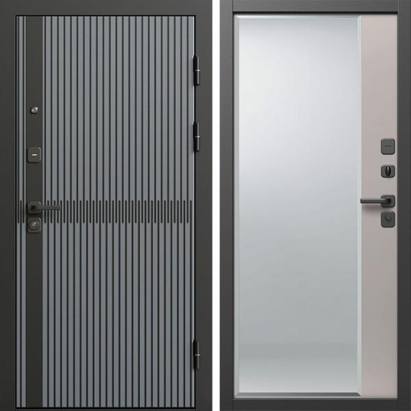 Входная дверь Termo-Door Граунд Грей - Зеркало Фацет Капучино