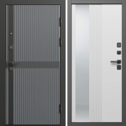 Входная дверь Termo-Door Граунд Грей - Зеркало Люмис Белый Софт