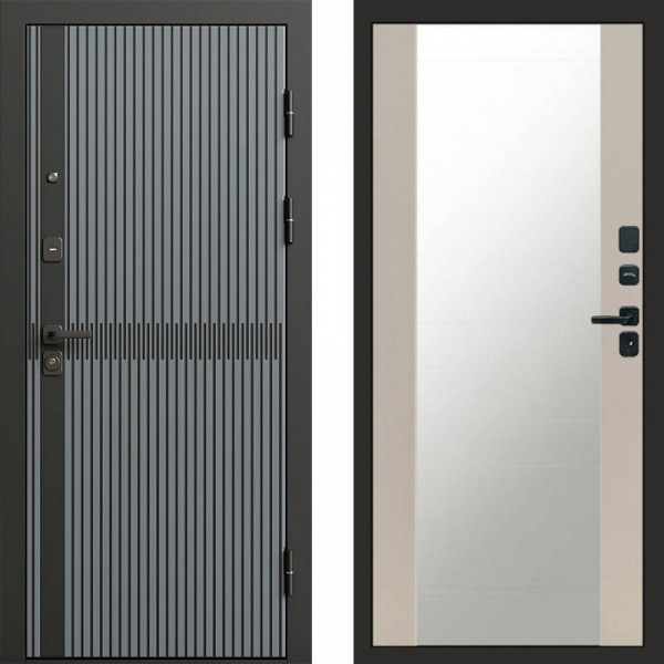 Входная дверь Termo-Door Граунд Грей - Зеркало Слоновая кость