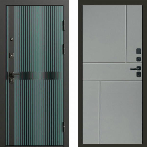 Входная дверь Termo-Door Граунд velutto verde - Горизонт Grey софт