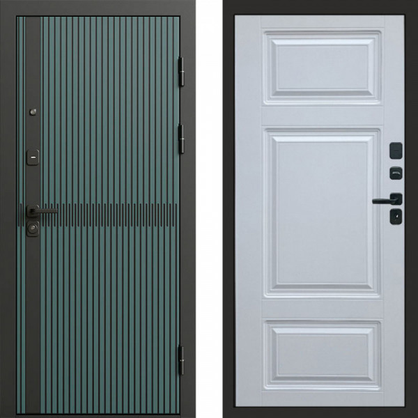 Входная дверь Termo-Door Граунд velutto verde - Лион Белый софт