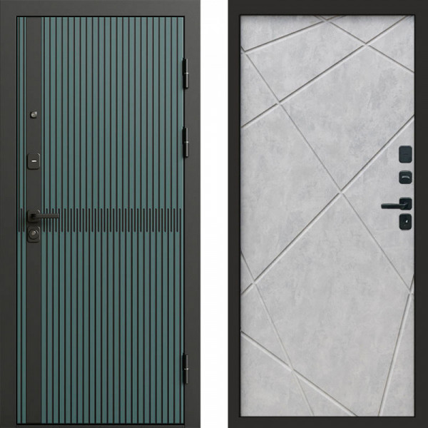 Входная дверь Termo-Door Граунд velutto verde - Лучи бетон светлый
