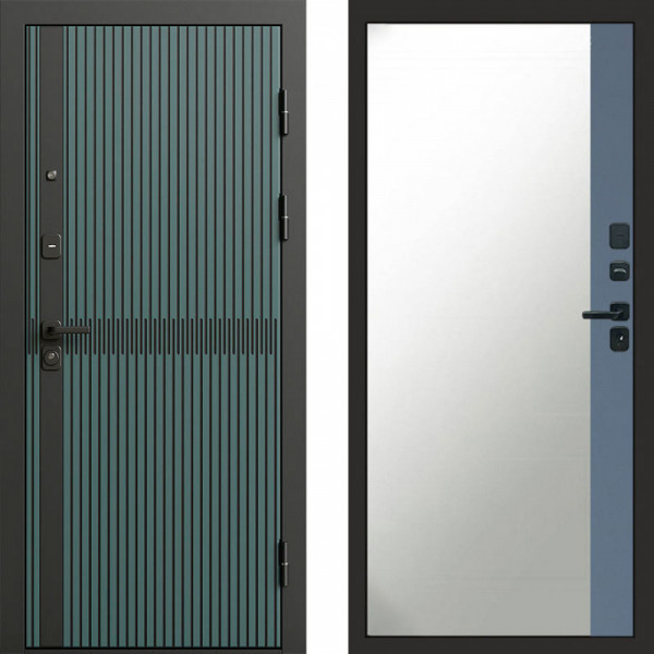 Входная дверь Termo-Door Граунд velutto verde - Зеркало Фацет Grey софт