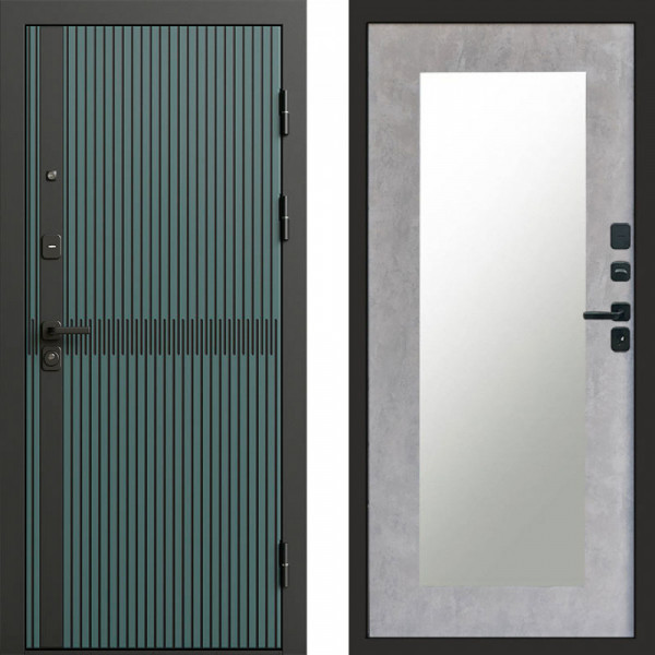 Входная дверь Termo-Door Граунд velutto verde - Зеркало Триумф бетон светлый