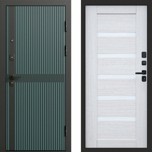 Входная дверь Termo-Door Граунд velutto verde - Зеркало Триумф Царга лиственница 4500 / 5500