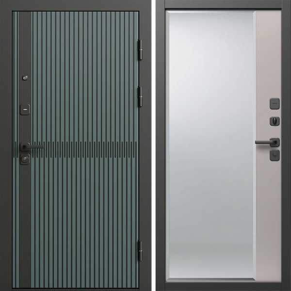 Входная дверь Termo-Door Граунд Велютто Верде - Зеркало Фацет Капучино