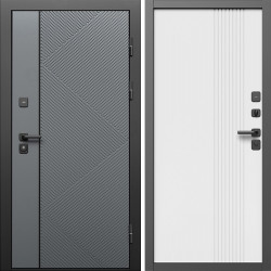 Входная дверь Termo-Door Кросс Грей - Страйп Белый Софт