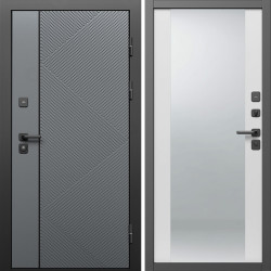 Входная дверь Termo-Door Кросс Грей - Зеркало белый софт