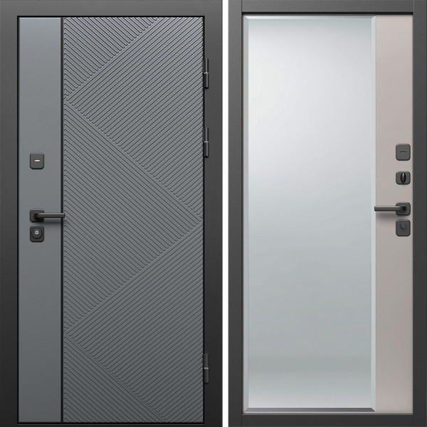Входная дверь Termo-Door Кросс Грей - Зеркало Фацет Капучино