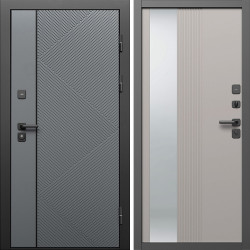 Входная дверь Termo-Door Кросс Грей - Зеркало Люмис Капучино