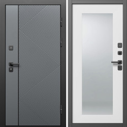 Входная дверь Termo-Door Кросс Грей - Зеркало Триумф Белый софт