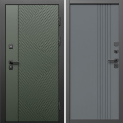 Входная дверь Termo-Door Кросс Грин - Страйп Грей Софт