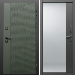 Входная дверь Termo-Door Кросс Грин - Зеркало Фацет Черный кварц