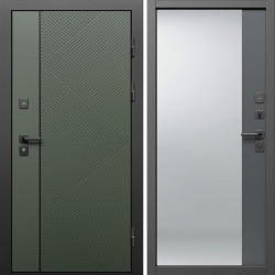Входная дверь Termo-Door Кросс Грин - Зеркало Фацет Grey софт