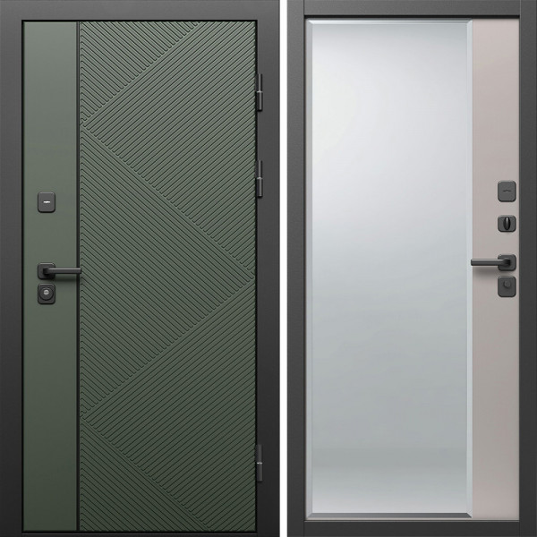 Входная дверь Termo-Door Кросс Грин - Зеркало Фацет Капучино