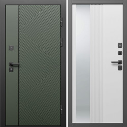 Входная дверь Termo-Door Кросс Грин - Зеркало Люмис Белый Софт