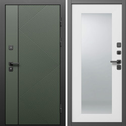 Входная дверь Termo-Door Кросс Грин - Зеркало Триумф Белый софт