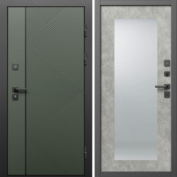 Входная дверь Termo-Door Кросс Грин - Зеркало Триумф бетон светлый