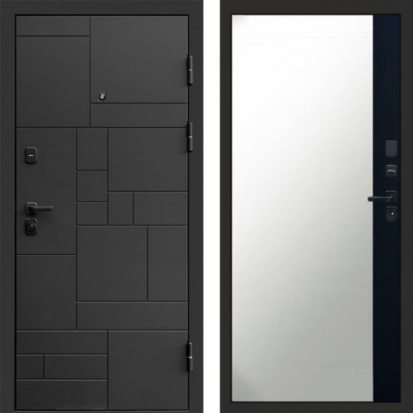 Входная дверь Termo-Door Квадро - Зеркало Фацет Черный кварц