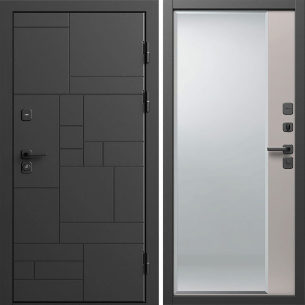 Входная дверь Termo-Door Квадро - Зеркало Фацет Капучино