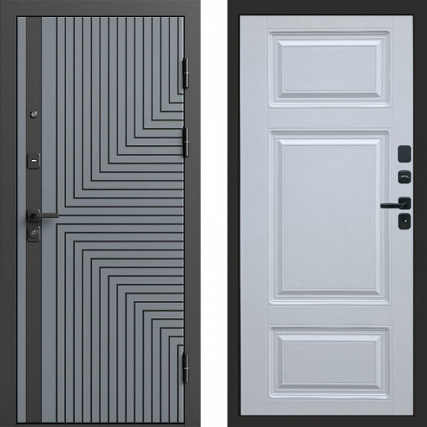 Входная дверь Termo-Door Квантум Грей - Лион Белый софт