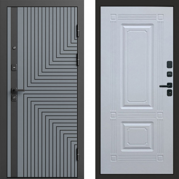 Входная дверь Termo-Door Квантум Грей - Мадрид Белый софт