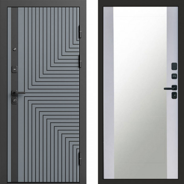 Входная дверь Termo-Door Квантум Грей - Зеркало белый софт