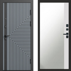 Входная дверь Termo-Door Квантум Грей - Зеркало Фацет Белый софт