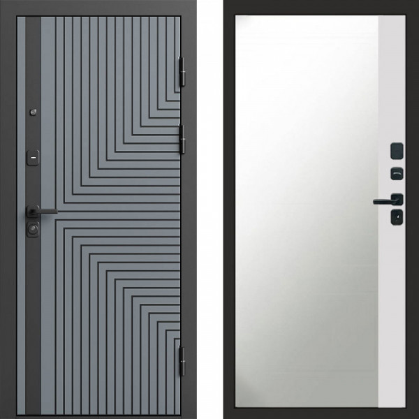 Входная дверь Termo-Door Квантум Грей - Зеркало Фацет Белый софт