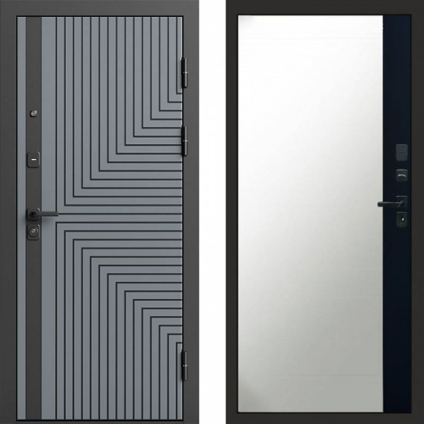 Входная дверь Termo-Door Квантум Грей - Зеркало Фацет Черный кварц
